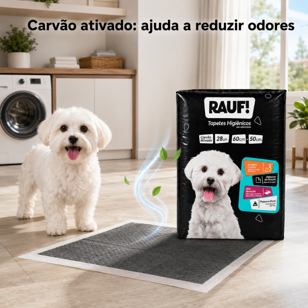Tapete Higiênico Pet Premium 60x50cm c/ Carvão Ativado 28un