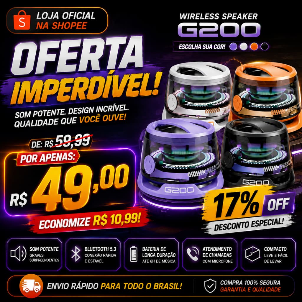 Caixa De Som LED Bluetooth magnético portátil atmosfera colorida RBG mini Speaker à prova d'água