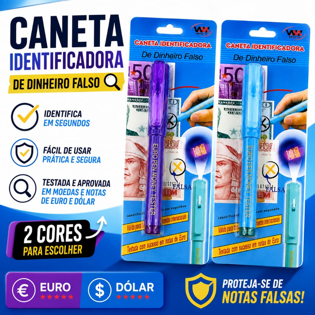 Caneta Testadora Detector Dinheiro Nota Falsa Com Luz UV