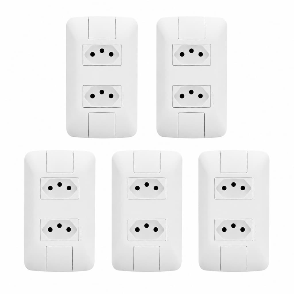 KIT 5 Conjunto Interruptor Com Tomada 20a Tramontina
