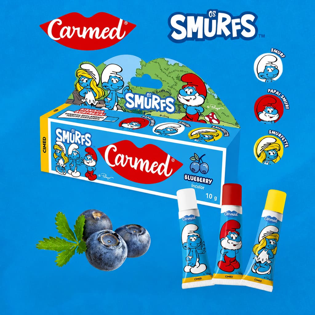 Hidratante Labial CARMED Smurfs 10g - Lábios Macios e Protegidos