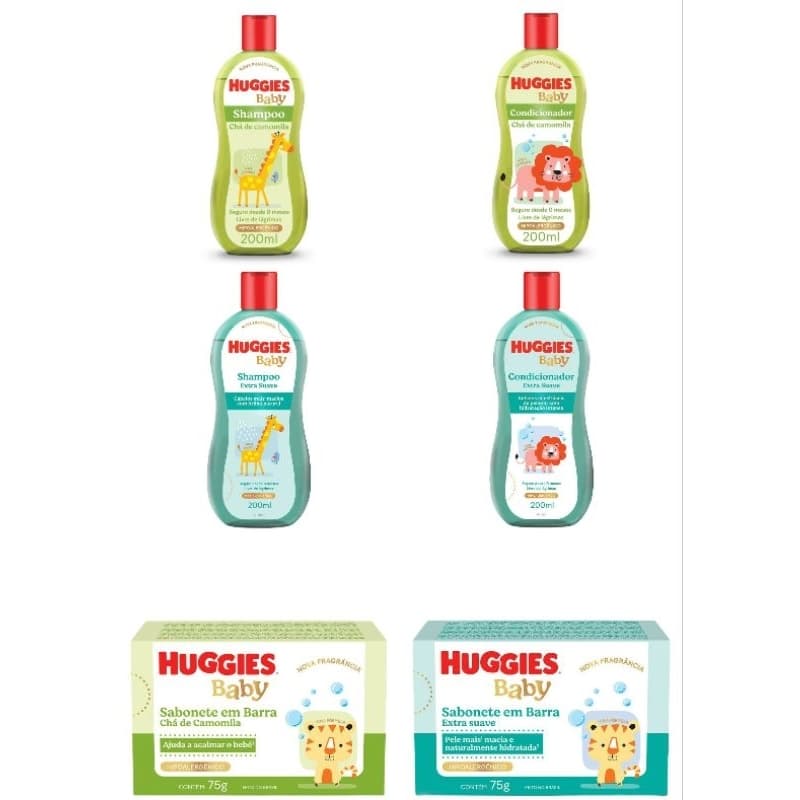 Huggies Kit Shampoo, Condicionador e 2 Sabonetes Barra 75g