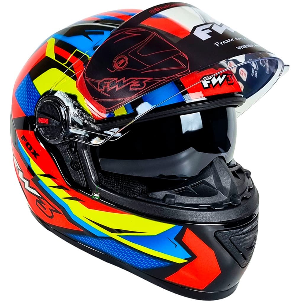 Capacete GTX Fox Laranja Óculos Interno Narigueira Alta FW3
