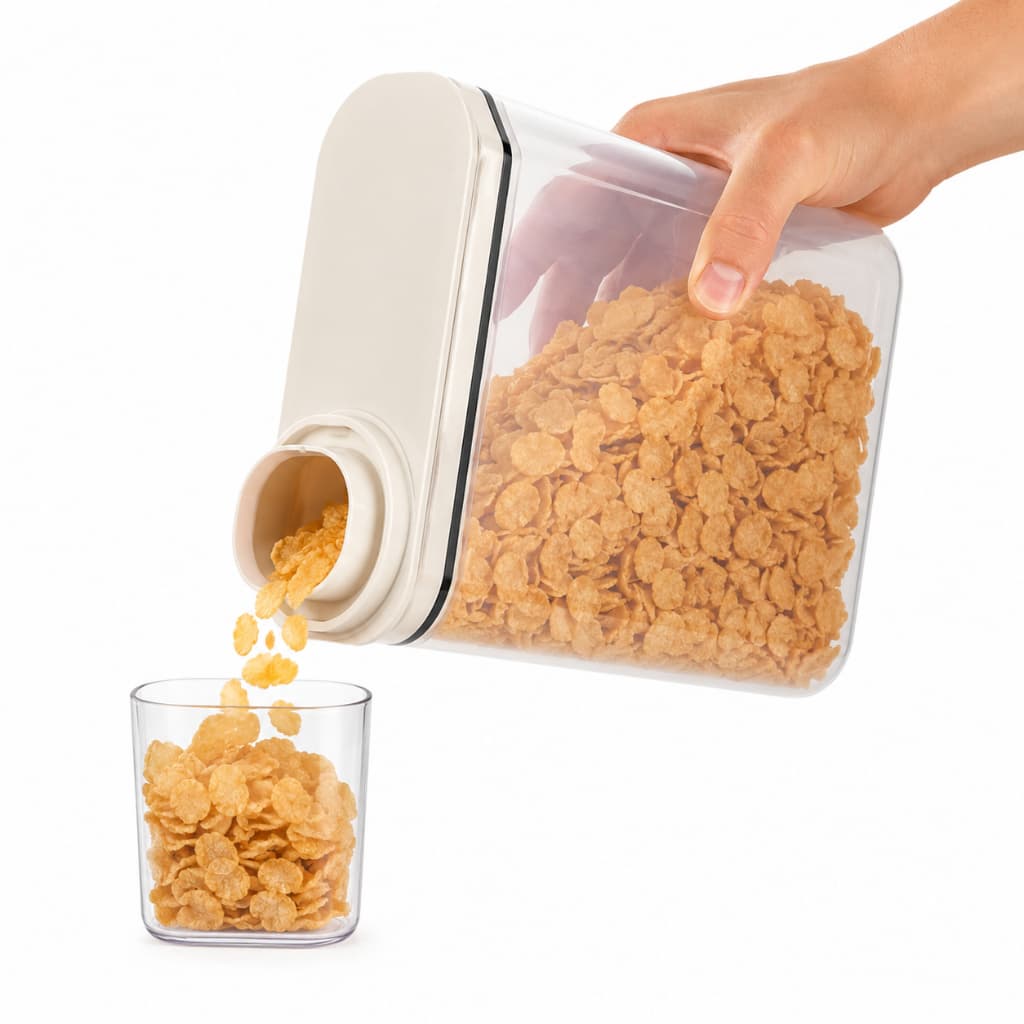Dispenser De Cozinha 1,5l Helsim Hermético Alimentos com Copo Medidor