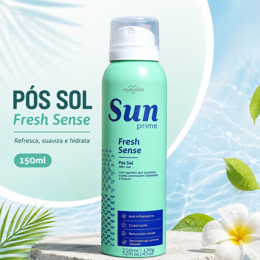 Pós Sol Sun Prime Spray 150ml Hidratante Refrescante Pele Corpo Rosto Alívio Queimadura Solar