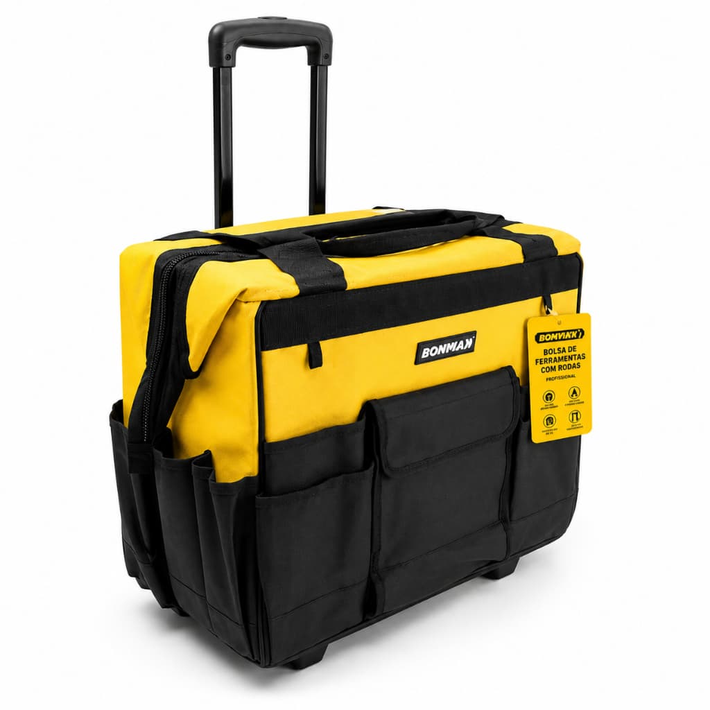 Bolsa Mala de Ferramentas Profissional com Rodas Alça Telescópica Carrinho 35kg BOMVINK