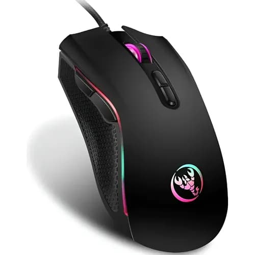 Mouse Gamer com fio HXSJ A869 RGB 7 Botões 3200 DPI