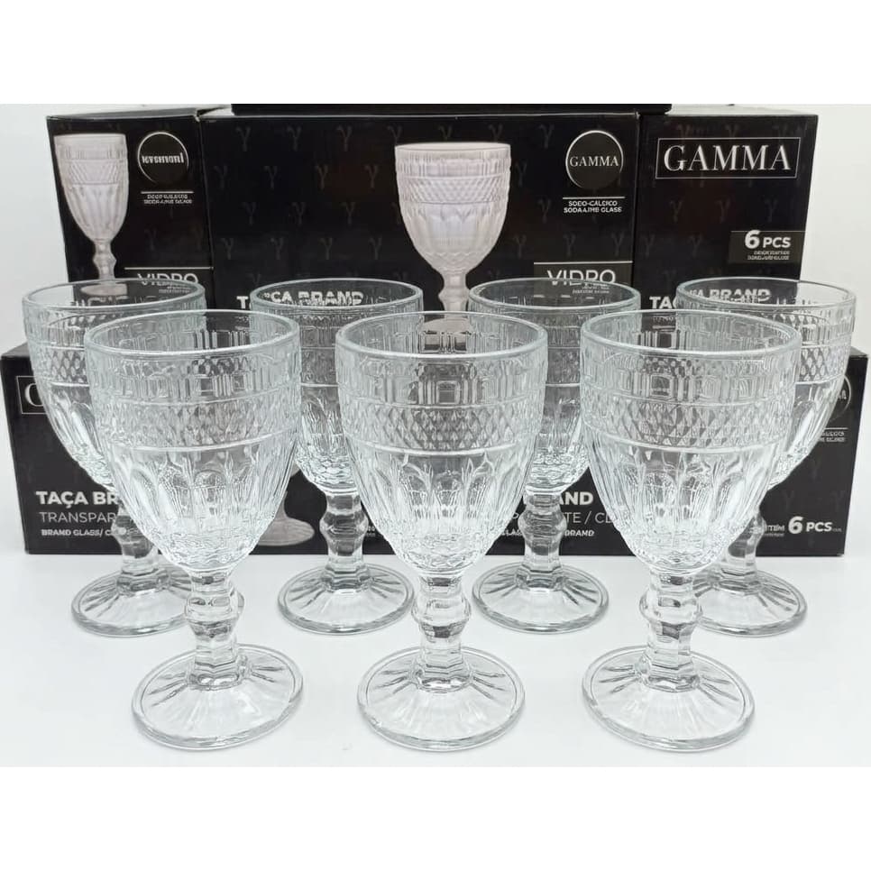 Jogo 6 Taças Vidro Brand Gamma 345ml Mesa Posta Agua Vinho Suco Refrigerante Lindo  Decoração Casa
