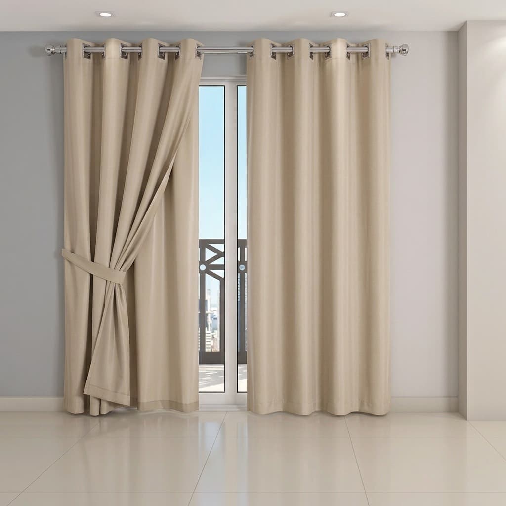Cortina Blackout PVC com Voil Liso 100% Corta-Luz para Sala e Quarto Elegante