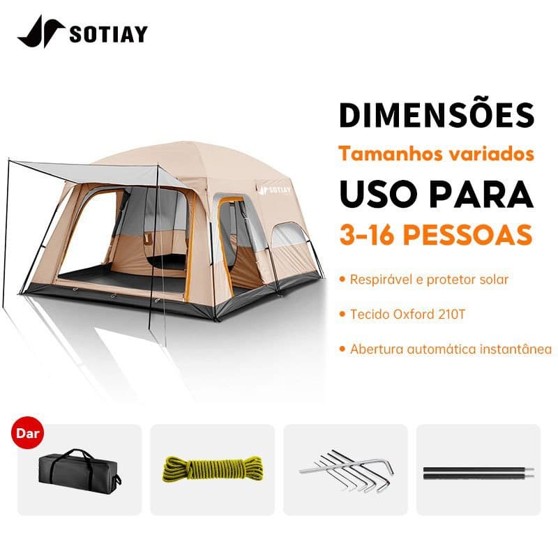 Barraca Camping Acampamento 9-12 Pessoas Grande Família Lux barraca impermeável