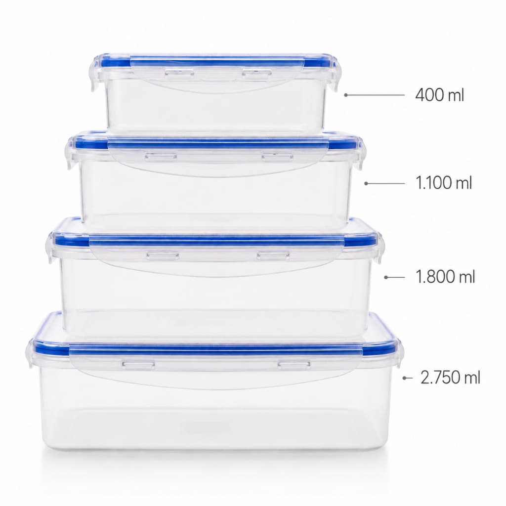 Kit 4 Potes Herméticos com Tampa e Trava Tupperware Pote Plástico Freezer Microondas - Promoção !