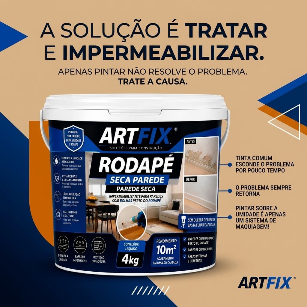 Impermeabilizante Rodapé 4KG e 12KG - Ajuda a Criar Barreira Contra Umidade e Infiltrações