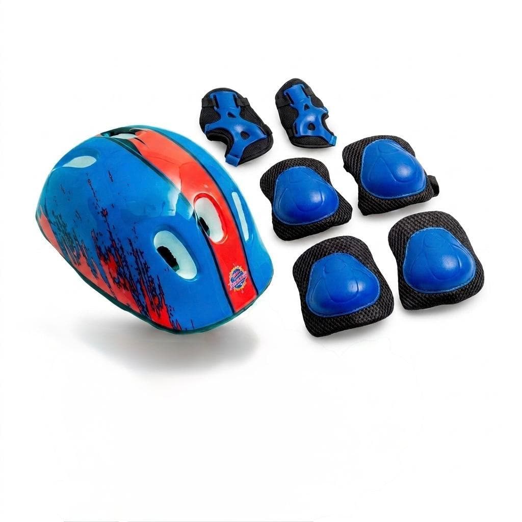Kit Protecão Infantil Capacete 7 Peça Joelheira Cotoveleira Luvas Patins Skate Bike Criança Patinete