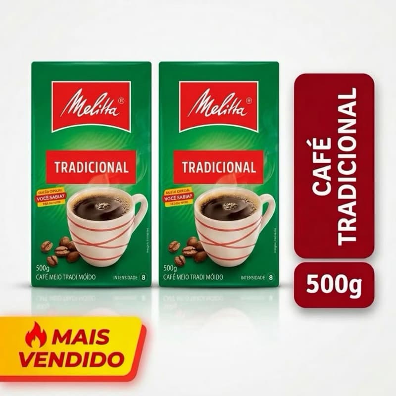 Kit 2 Café Torrado e Moído Tradicional 500g Melitta Intenso