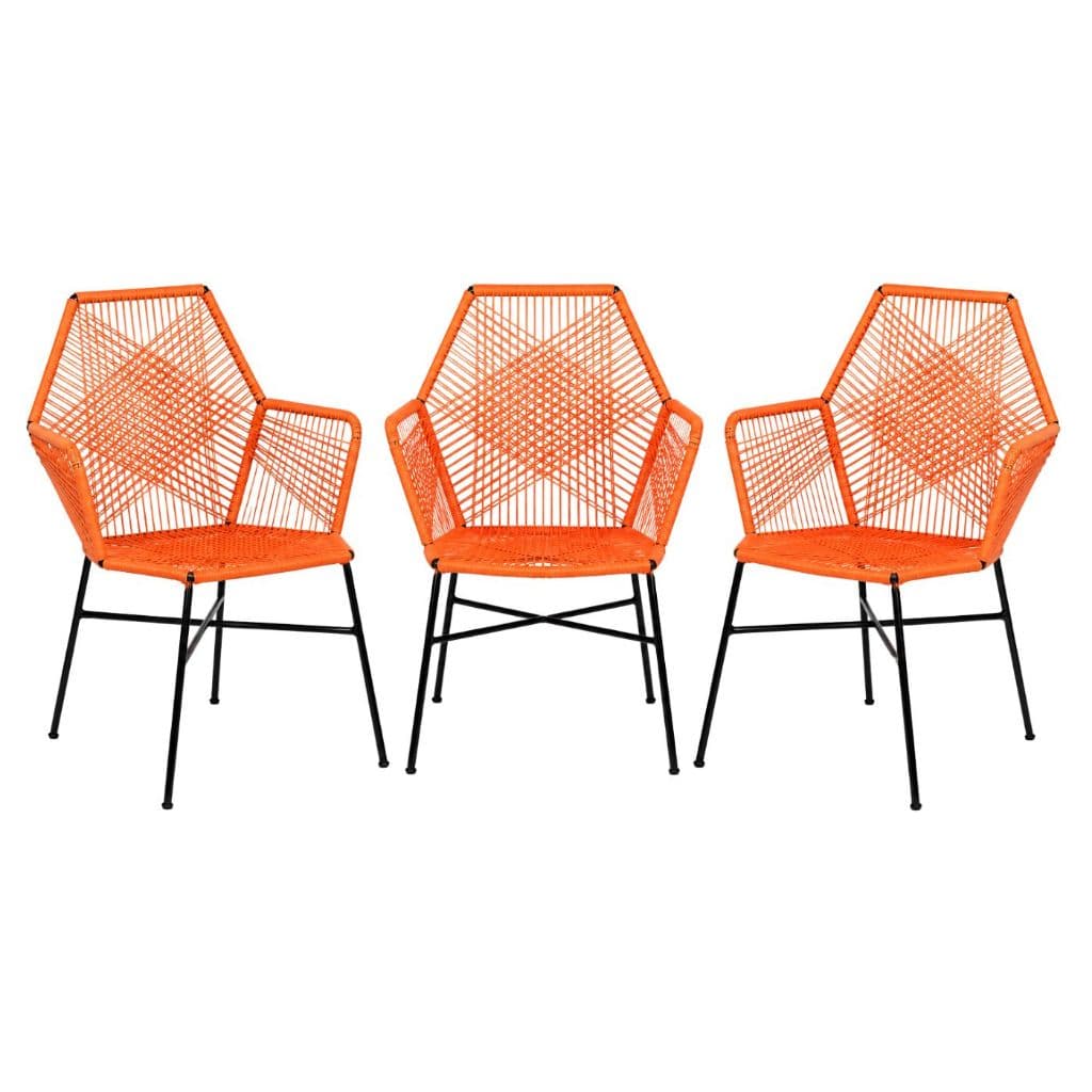 Trio 3 cadeiras tropicália fibra sintetica corda náutica reforçada suporta 120kg área externa piscina varanda jardim bar