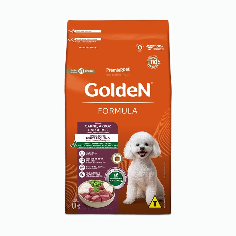 Ração para Cães Adultos 1kg Sabor Carne Mini Bits Fórmula Golden