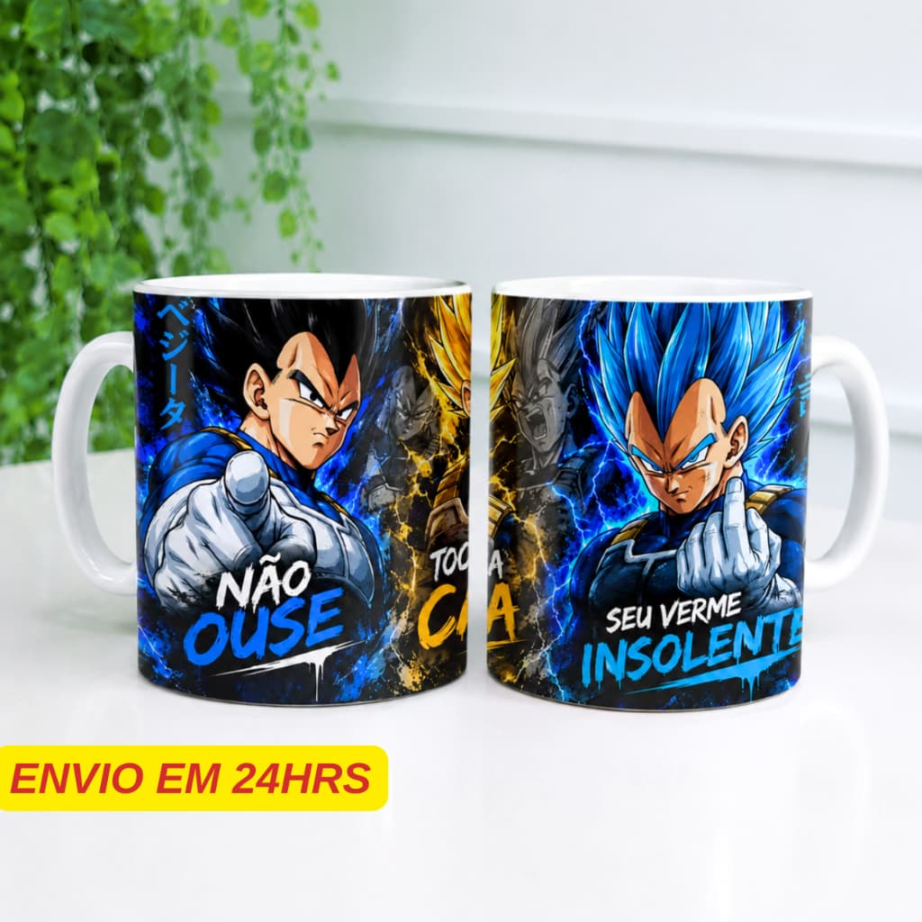 Caneca Personalizada Vegeta - Não Ouse Tocar na Minha Caneca Seu Verme Insolente - Caneca Dragon Ball