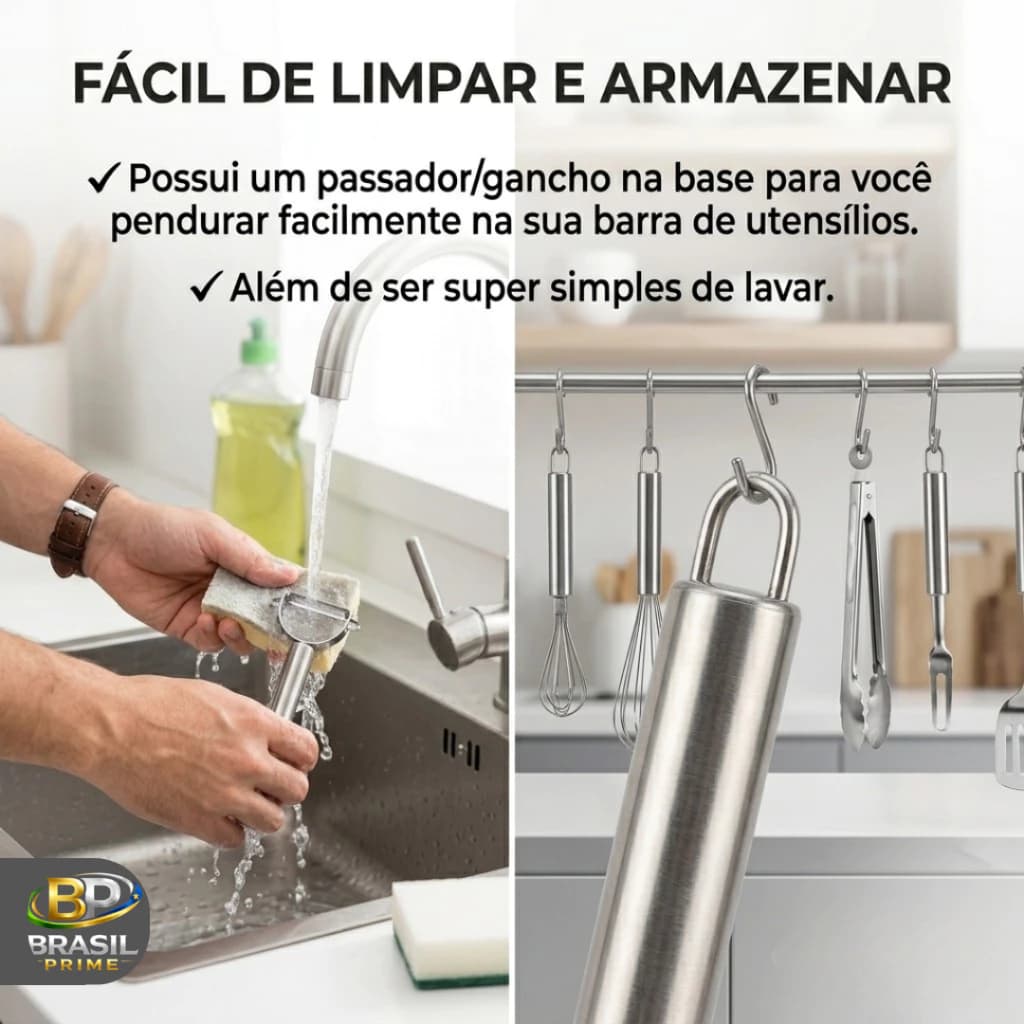 Descascador de Legumes Inox 18cm Profissional – Ralador Fatiador Manual Multiuso