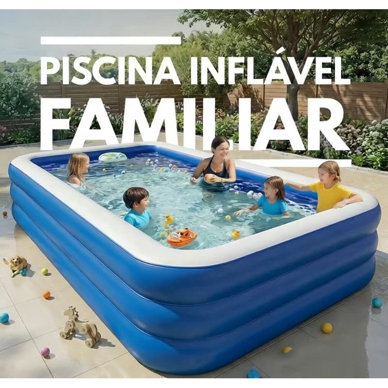 🔥Piscina Inflável Retangular Infantil 3 Anéis Piscina Inflável Playground Swimming Pool Adulto Piscina Grande