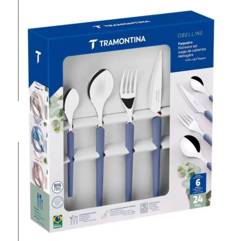 Faqueiro Tramontina Obelline 24 Peças Aço Inox Com Cabos