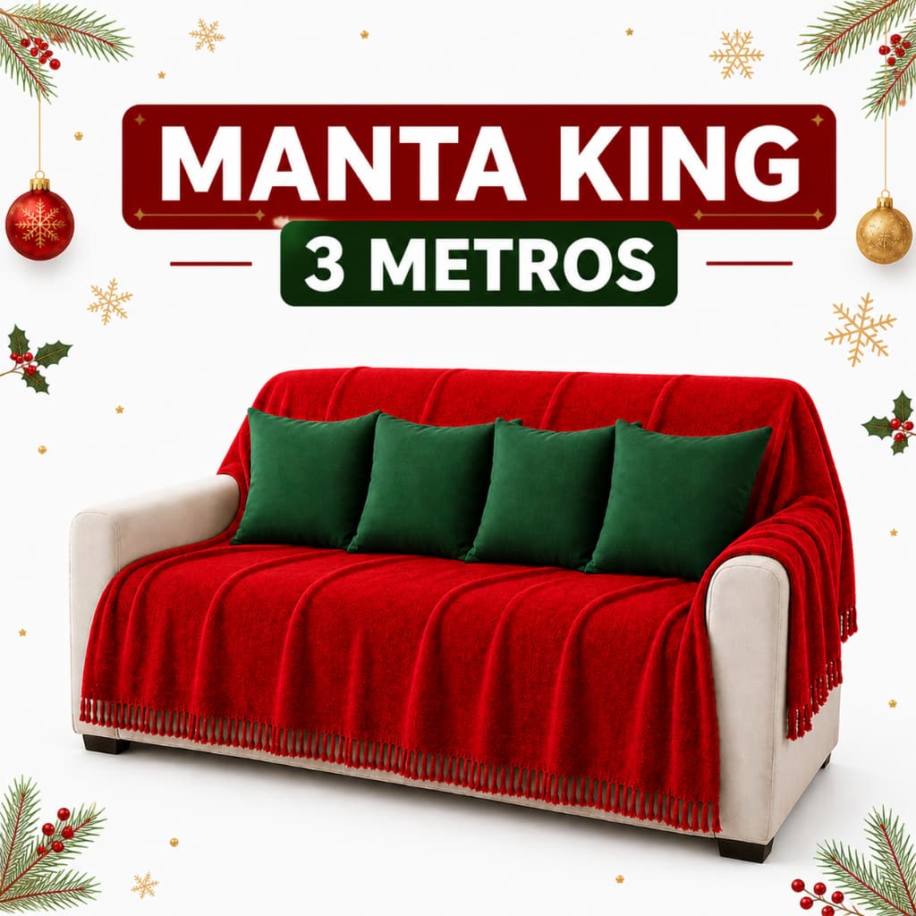 Manta Natal 3,00x1,80  King Luxo Gigante 100% Algodão Protetor Decoração de Natal