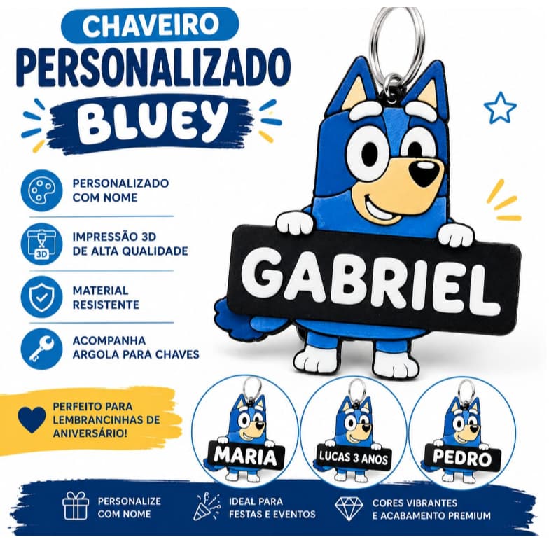Bluey Kit Lembrancinha Personalizados | Chaveiros/Aniversário Festa Infantil