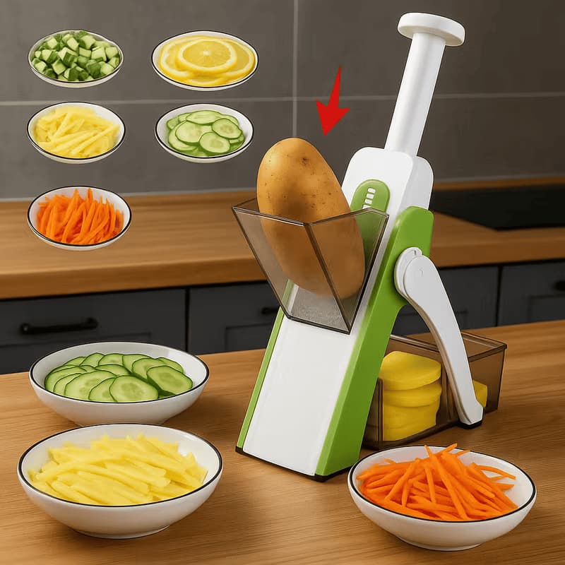Cortador 5 em 1 Multifuncional Legumes Aço Inox Cortes Ajustáveis