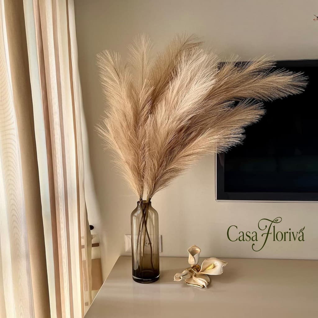 Kit 20 Hastes Capim dos Pampas Artificial, Flores Secas Decorativas para Vaso, Arranjo de Flores Casa e Festa