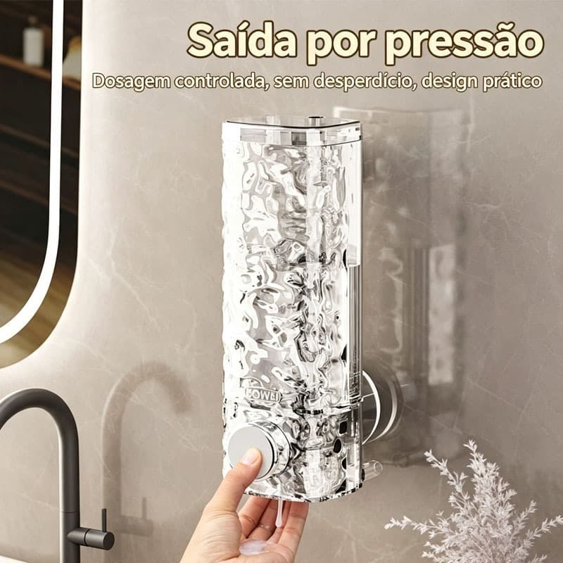 Dispenser Sabonete Líquido de Parede com Ventosa Reutilizável, Instalação Simples Sem Furar, Organização para Banheiro e