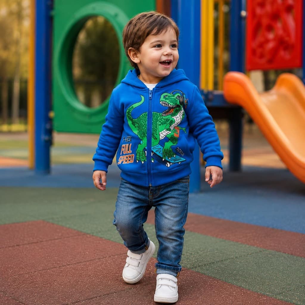 Casaco/ Jaqueta Moletom Bebê Infantil Menino Estampa Dinossauro
