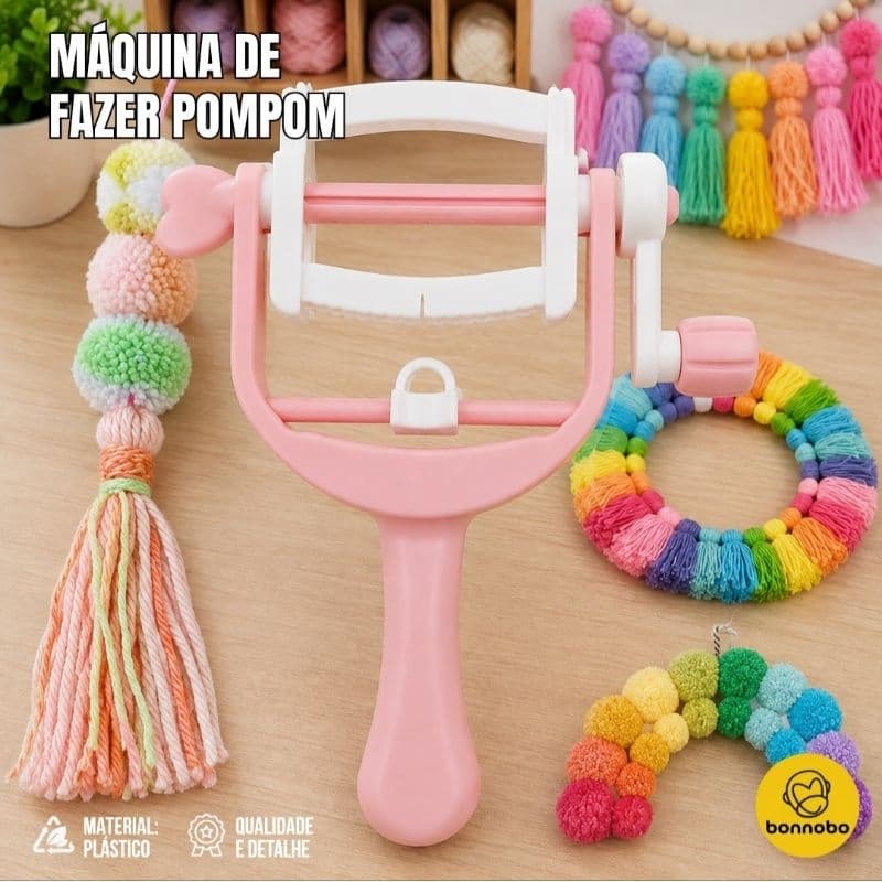 Fazedor de Pompom Manual com Manivela Máquina para Fazer Pompons de Lã Artesanato DIY