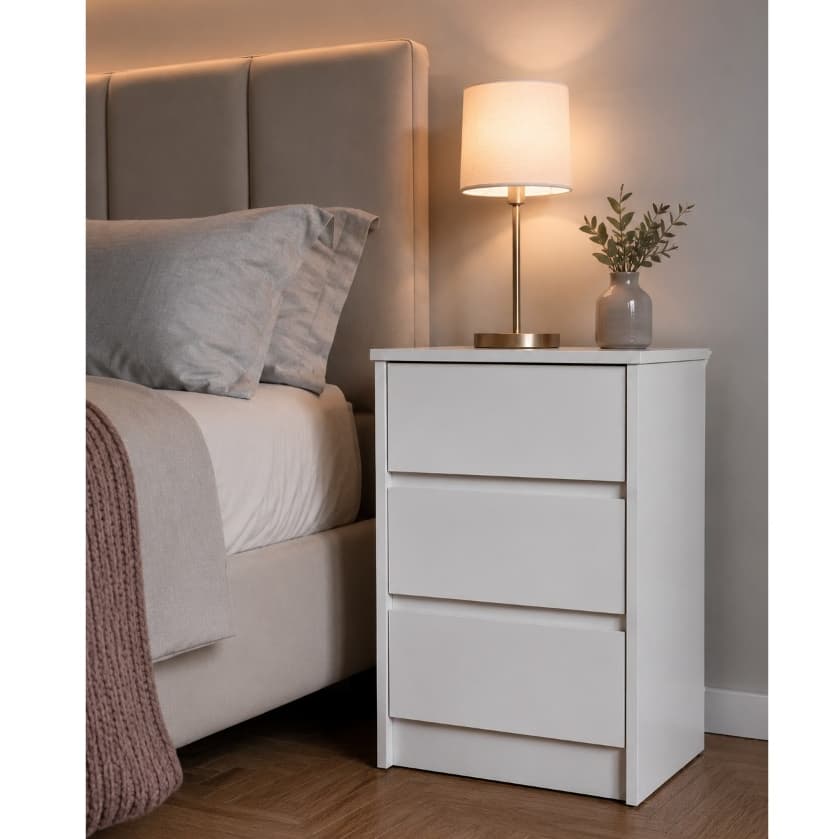 Mesa De Cabeceira Com 3 Gavetas 40x60x30 Em Mdf 15mm Quarto Sala Escritório Organizador