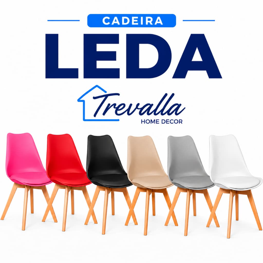 Kit 2 Cadeiras Charles Eames Leda Bitlar Base Madeira Couro PU Design Moderno