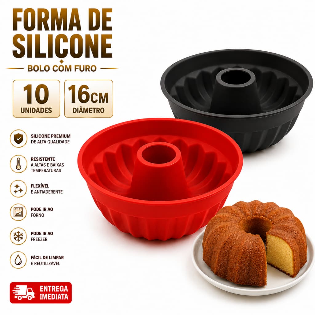 Kit 10 Formas de Silicone Air Fryer Forno Microondas Bolos Pudim Alta Temperatura