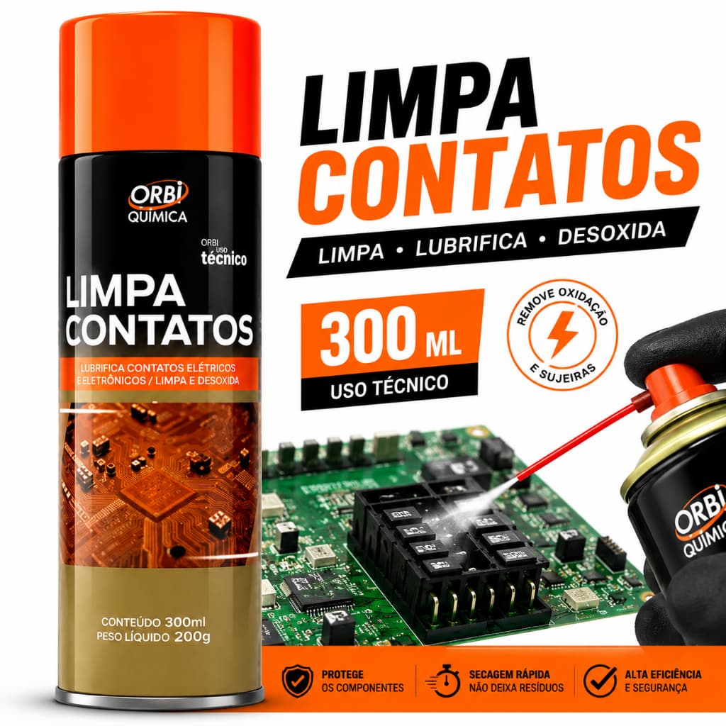 Limpa Contato Spray 300ml Elétrico Eletrônico Limpeza Placa Conector Automotivo Anti Oxidação