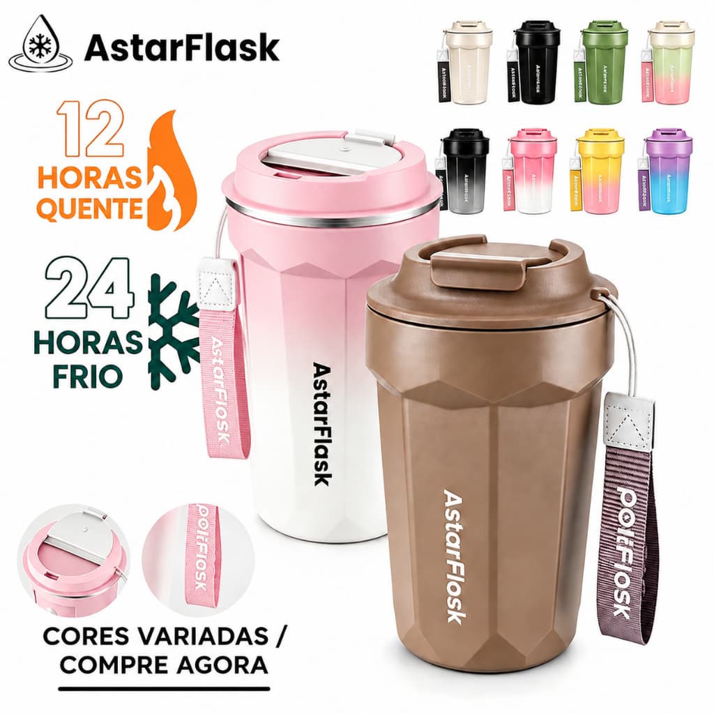 Garrafa De Agua Termica 400ml inox Portátil com Revestimento Interior Cerâmica Quente