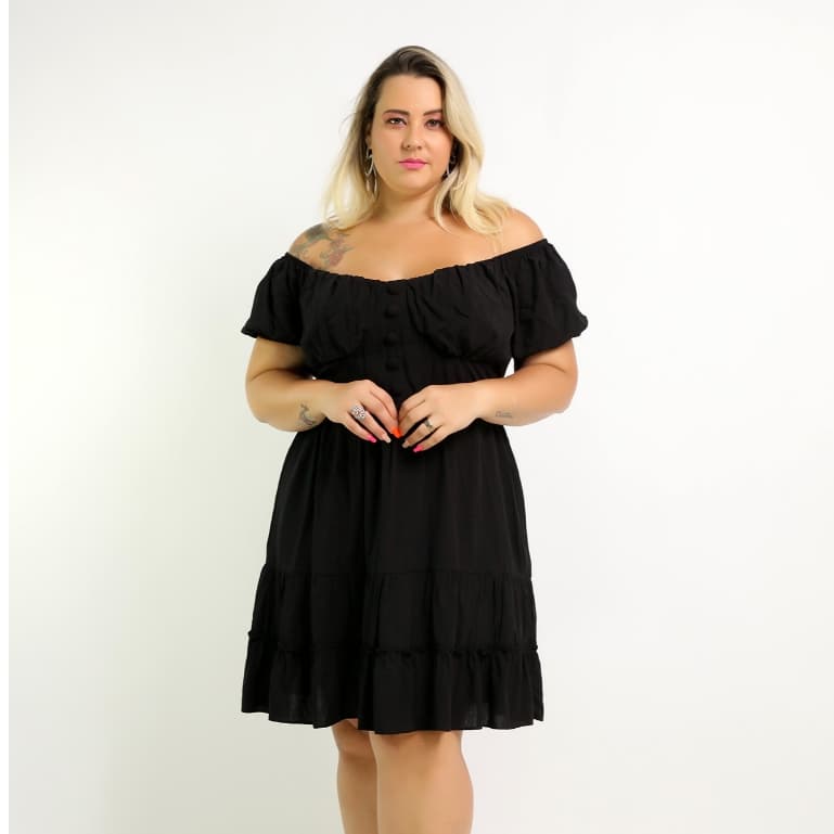 Vestido Feminino Curto Plus Size Manga Curto Ciganinha/COD:41