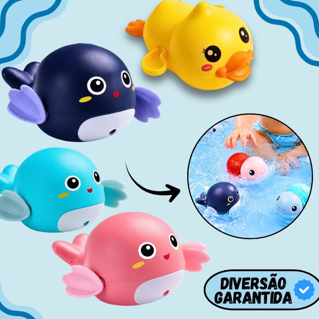 Brinquedo de Banho Tartaruguinha A Corda Que Nada Sozinha Água Banheira E Piscina Bebê