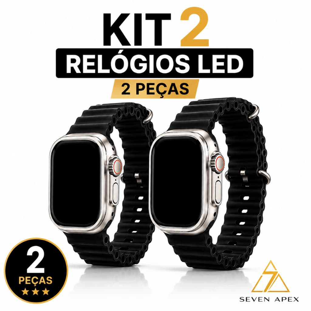 Kit 2 Relógios LED Digital Masculino Feminino Pulseira Silicone Esportivo Casual