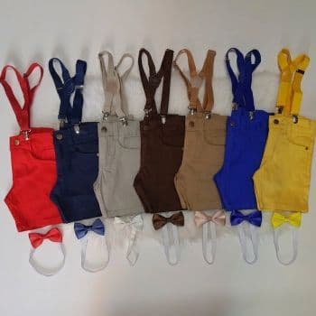 Bermuda Infantil  + Suspensório + Gravata várias cores