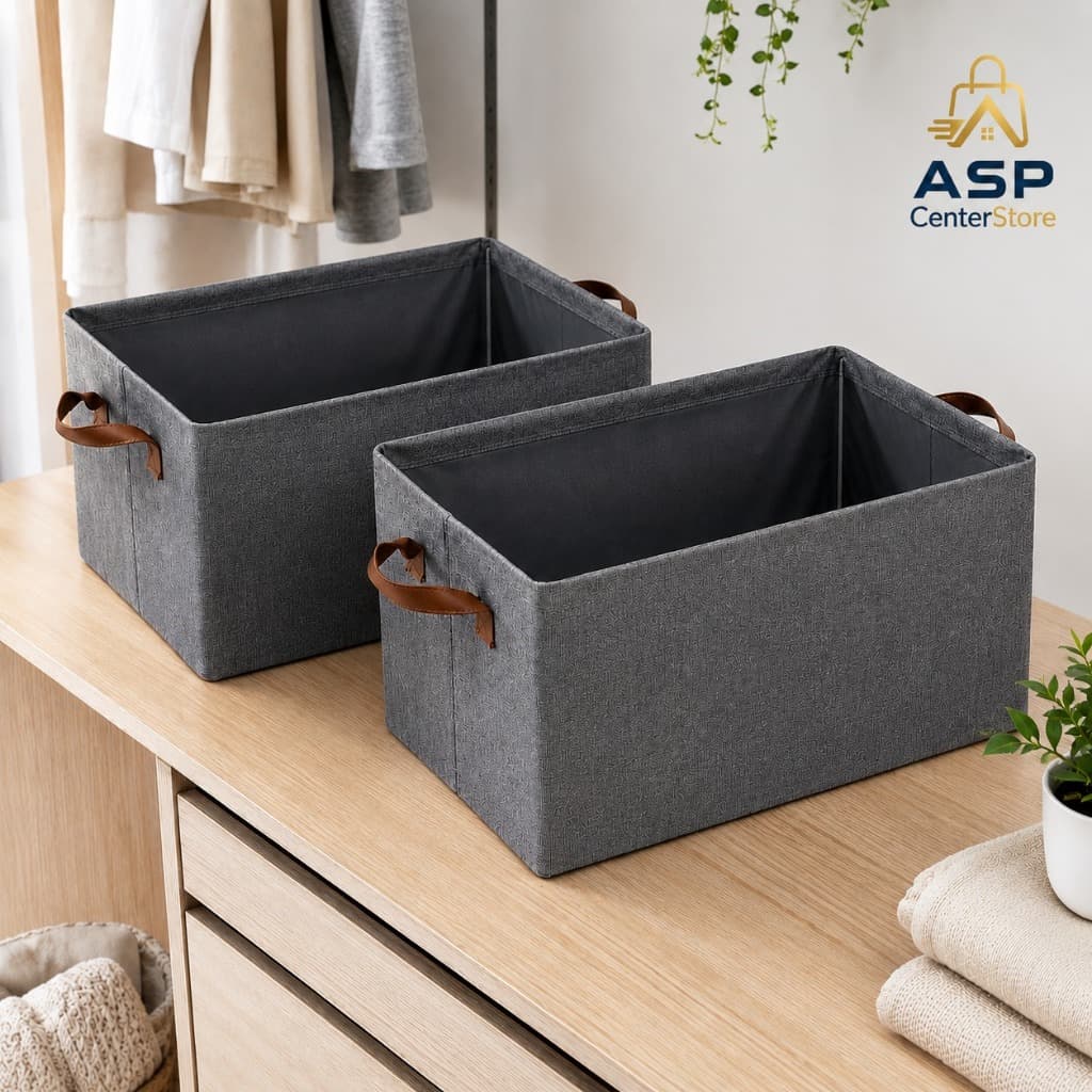 Caixa Organizadora Dobrável Multiuso Grande Reforçada com Alças Cesto Kit Organizador Roupas Armário Guarda Roupa Closet