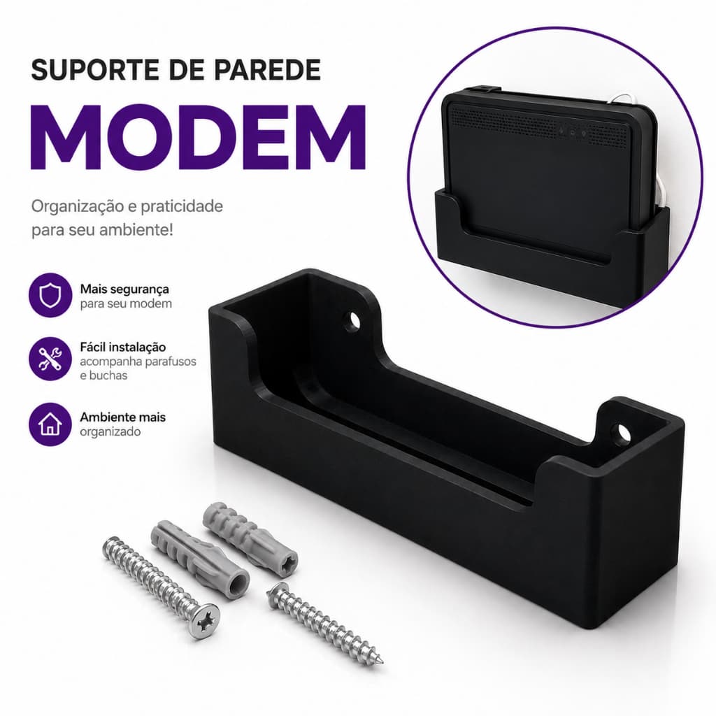 Suporte de Parede para Modem Roteador Vivo Fibra Wi-Fi – Organizador