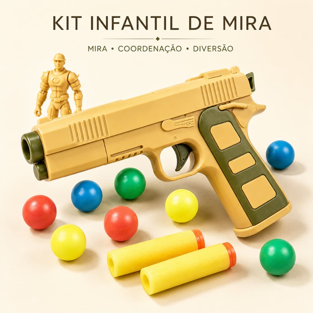 Kit Infantil Jogo de Mira com Bolinhas Dardos de Espuma e Boneco Alvo Coordenação e Diversão