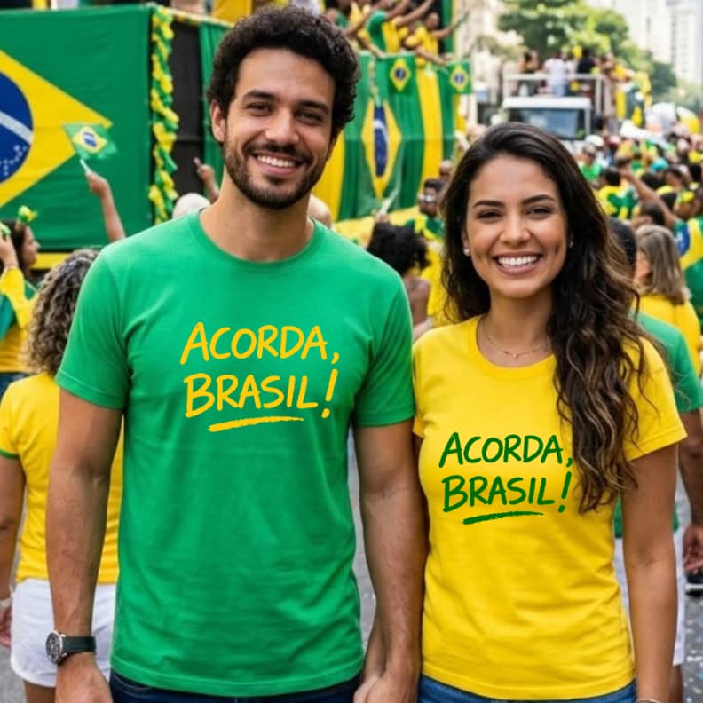 Kit 2 Camiseta Estampada Acorda Brasil Nikolas Ferreira Camiseta Unissex 100% Algodão Envio Imediato