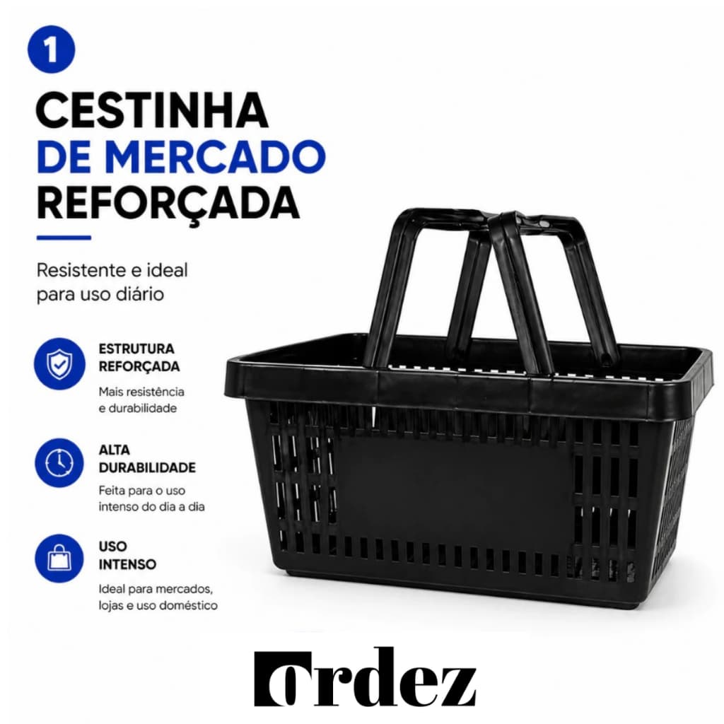 Cestinhas Cestas Plásticas Reforçadas 44cm Para Comércio Mercado Padaria Loja