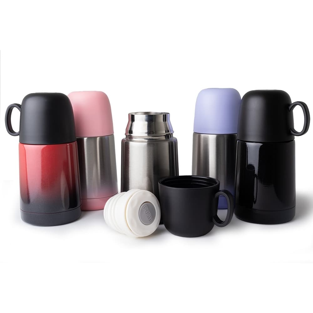 Garrafa Térmica 230mL mantém Água Quente Fria Café Chá Garrafa Inox Preta Lilas Rosa & Vermelha