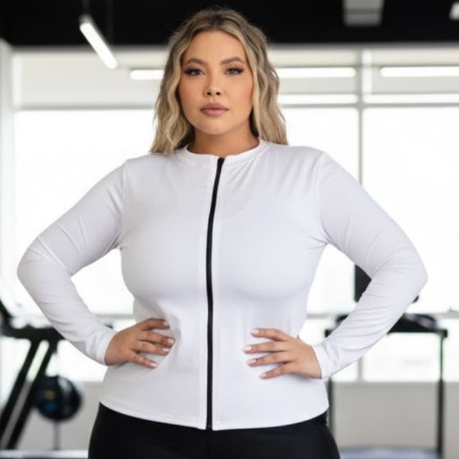 Casaquinho Feminino UV com Zíper Blusa Térmica Plus Size Academia Casaco Proteção Solar