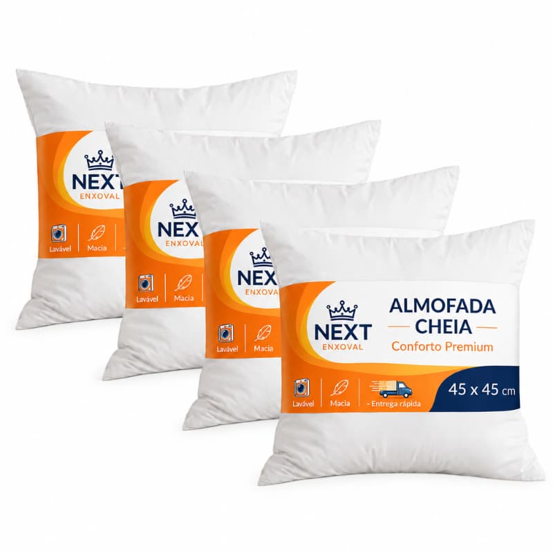 Kit ate 4 Almofadas para Sofá Decorativas 45x45 Enchimento de Almofada Fibra Siliconada