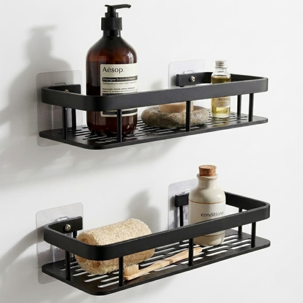 Suporte Shampoo Banheiro Organizador De Metal Box Sem Furar Adesivo Resistente Prateleira Porta Shampoo