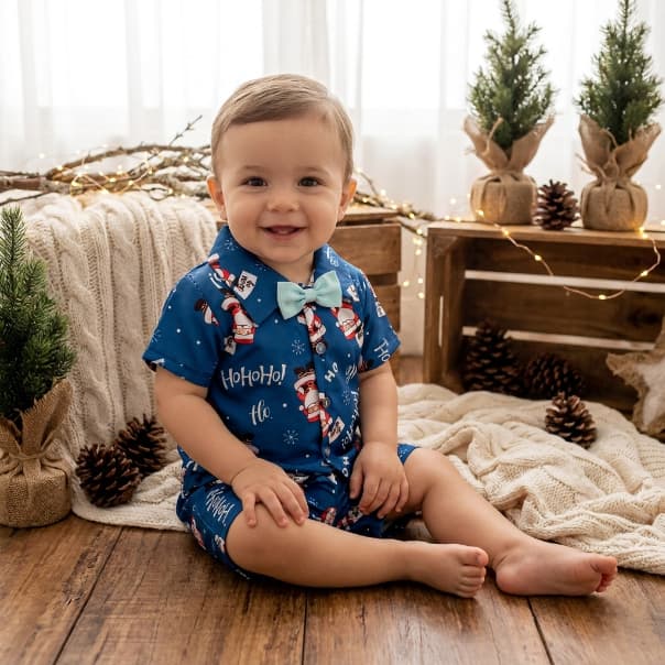Conjunto Infantil Roupa Natal Infantil Mauricinho Papai Noel